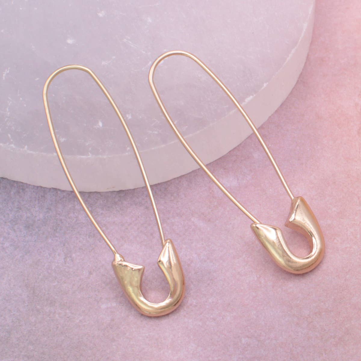 ZAD jewelry Gold Safety Pin Hoop Earrings