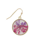 ZAD jewelry Pink Purple Round Dried Flower Earring