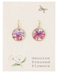 ZAD jewelry Pink Purple Round Dried Flower Earring