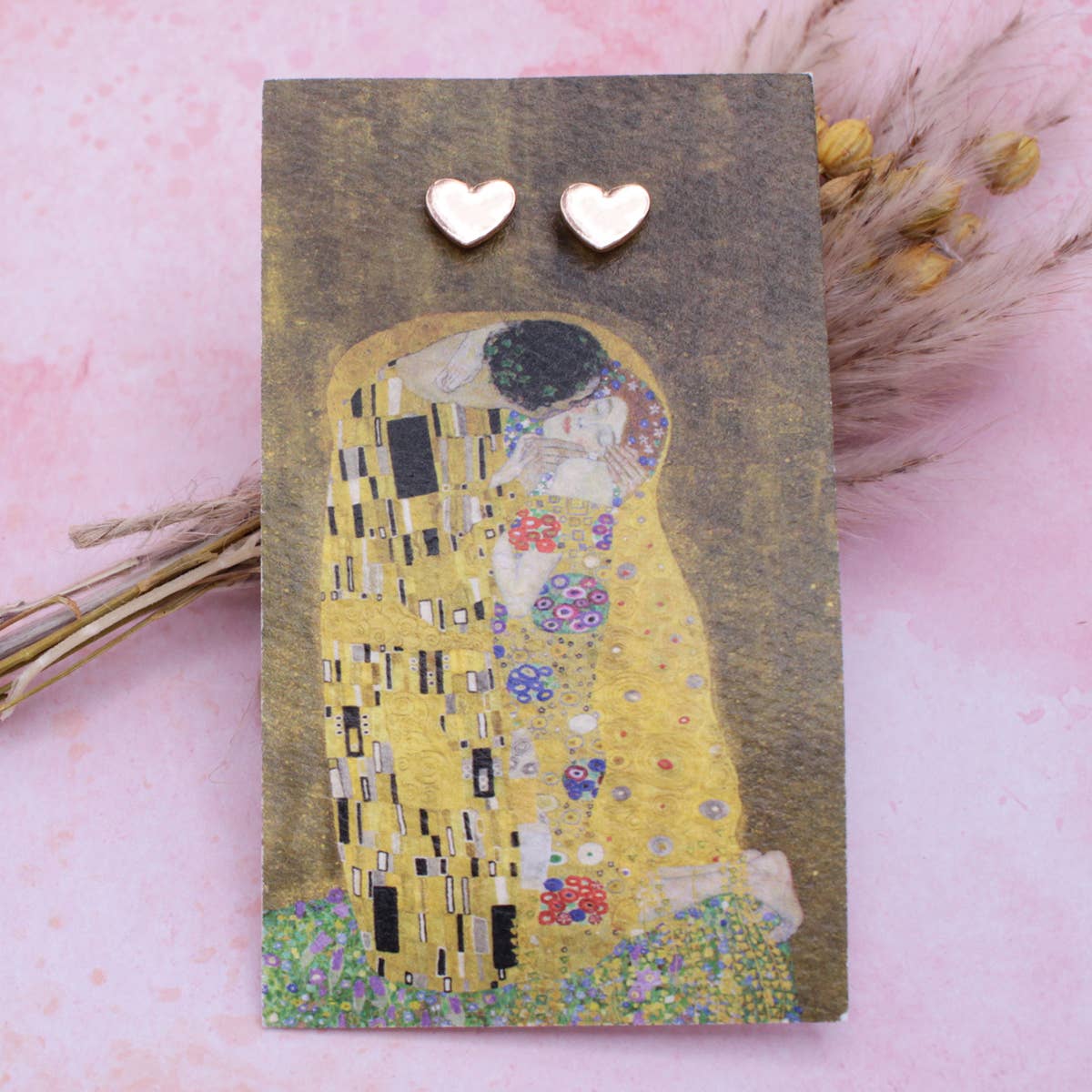 ZAD jewelry The Kiss Fine Art Gold Heart Earrings