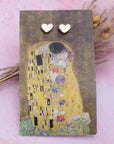 ZAD jewelry The Kiss Fine Art Gold Heart Earrings