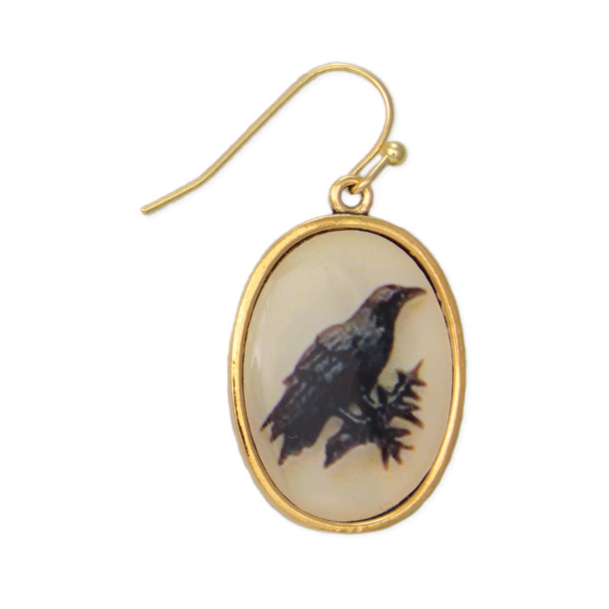 ZAD jewelry Vintage Raven Print Gold Earrings