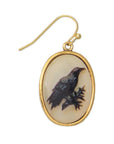 ZAD jewelry Vintage Raven Print Gold Earrings