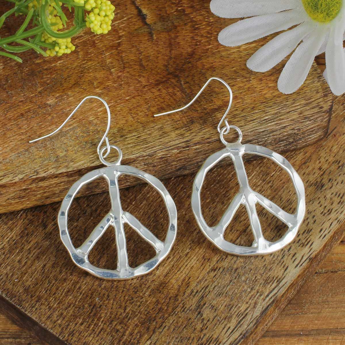 ZAD jewelry Woodstock Vibes Silver Peace Sign Earring
