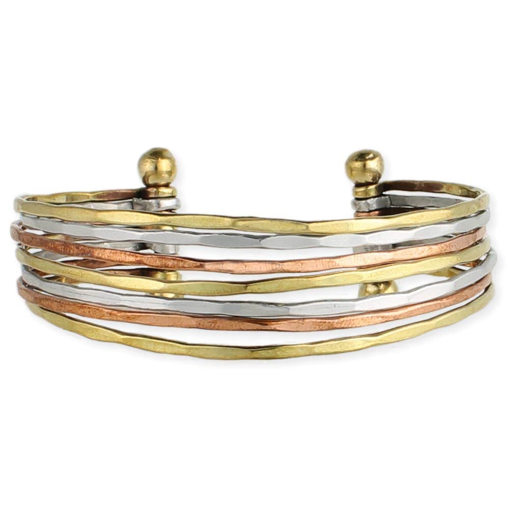ZAD Mixed Metal Hammered Cuff Bracelet