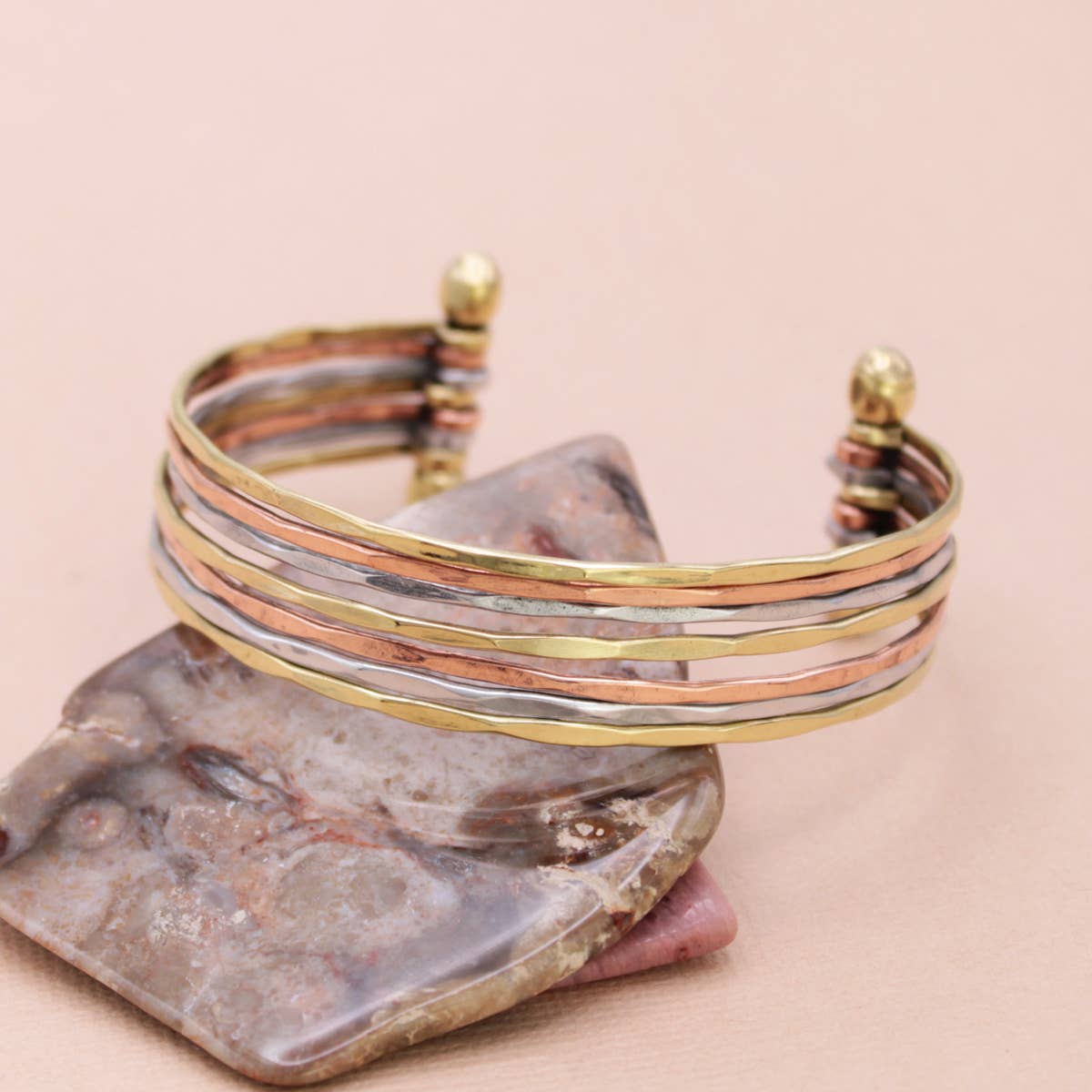 ZAD Mixed Metal Hammered Cuff Bracelet