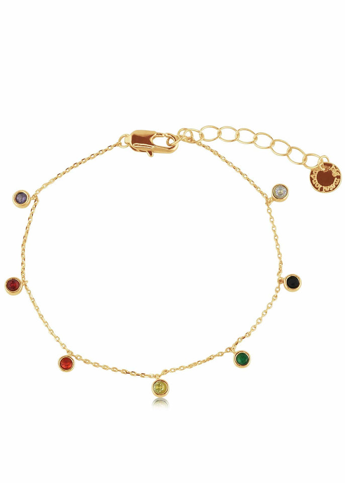 Big Metal London Bracelet Gold Iris Rainbow Round Stone Bracelet