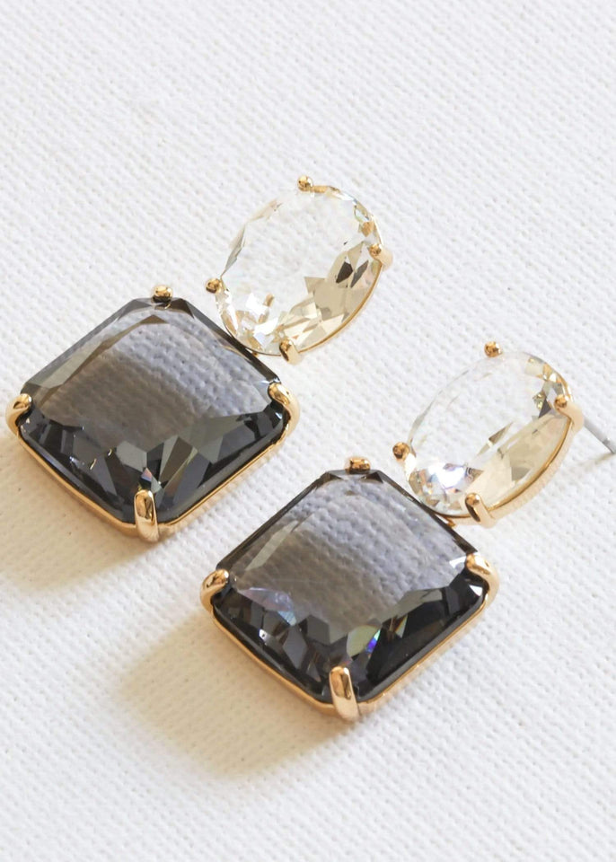 Big Metal London Earring Aura Allure Stone Cut Earring