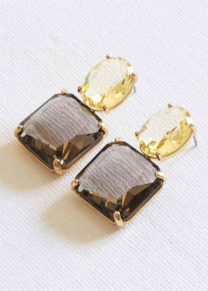 Big Metal London Earring Aura Allure Stone Cut Earring
