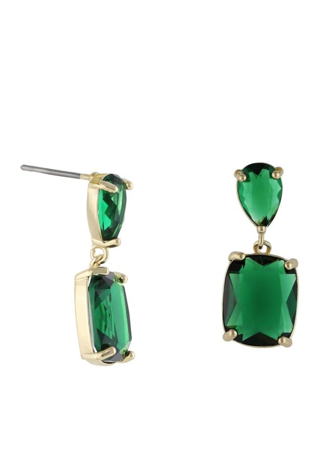 Big Metal London Earring Gold/Emerald Alix Allure Stone Earring