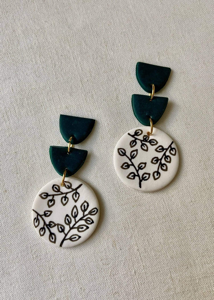 Clay & Co. Earring Olive Branch Statement Polymer Earring