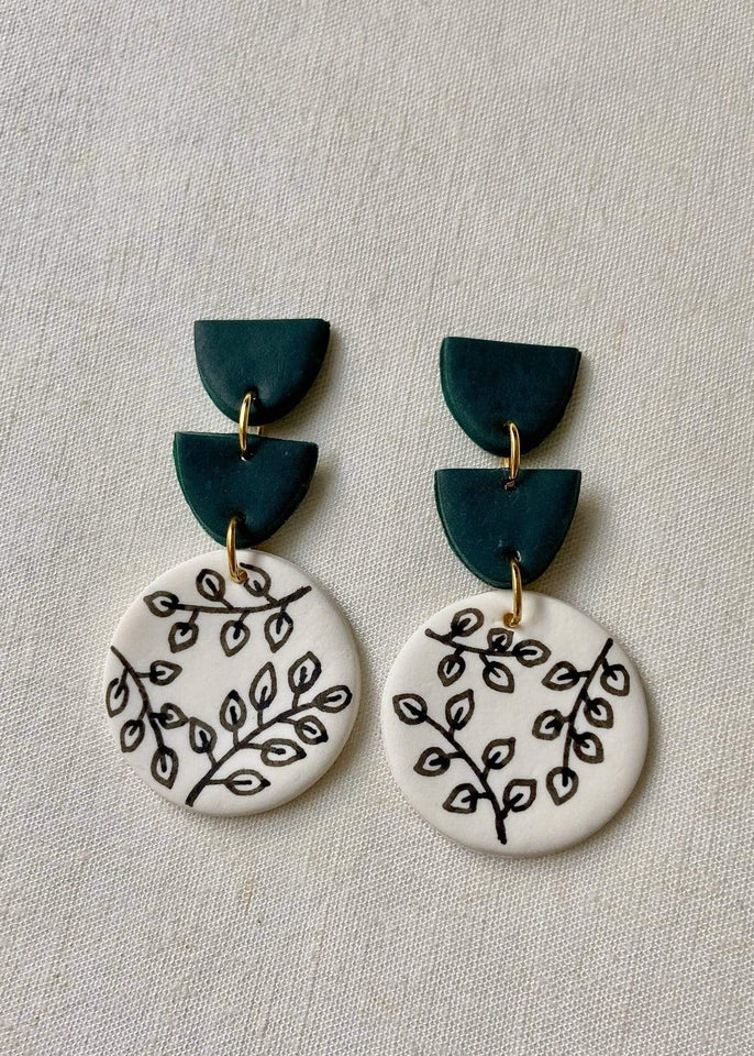 Clay & Co. Earring Olive Branch Statement Polymer Earring