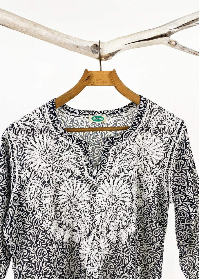 Dolma top Dolma Black Hand Embroidered Cotton Tunic