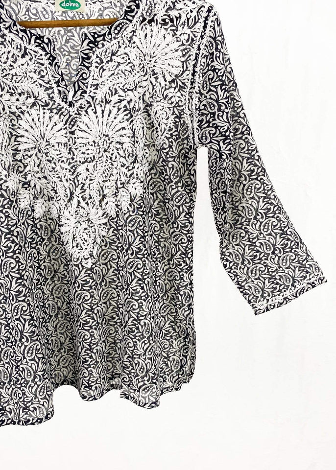 Dolma top Dolma Black Hand Embroidered Cotton Tunic