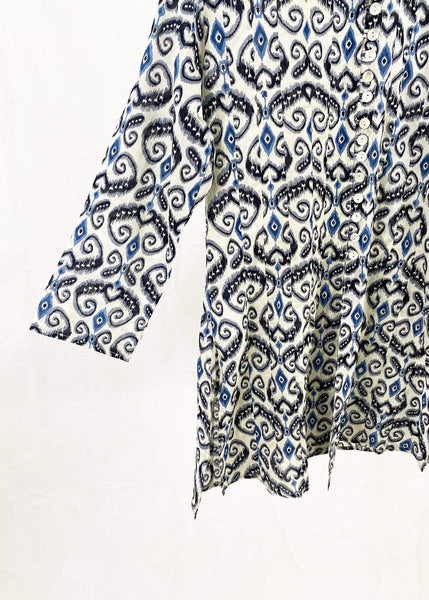 Dolma Blue and Black Sujana Button Up Tunic – Haystacks