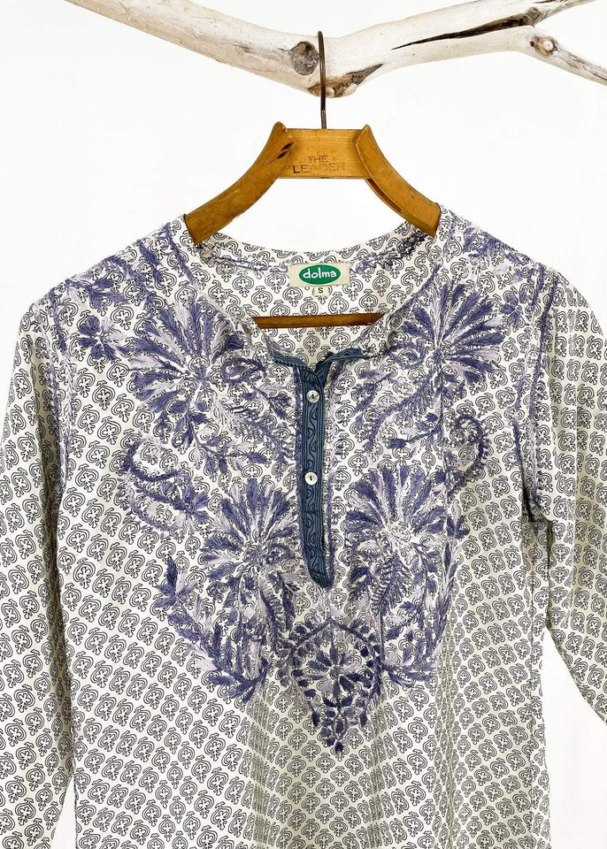 Dolma top Dolma Grey Hand Embroidered Silk Blend Tunic