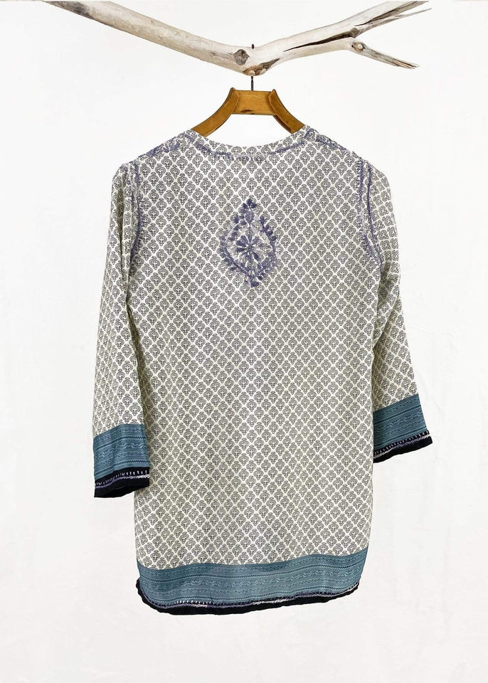 Dolma top Dolma Grey Hand Embroidered Silk Blend Tunic
