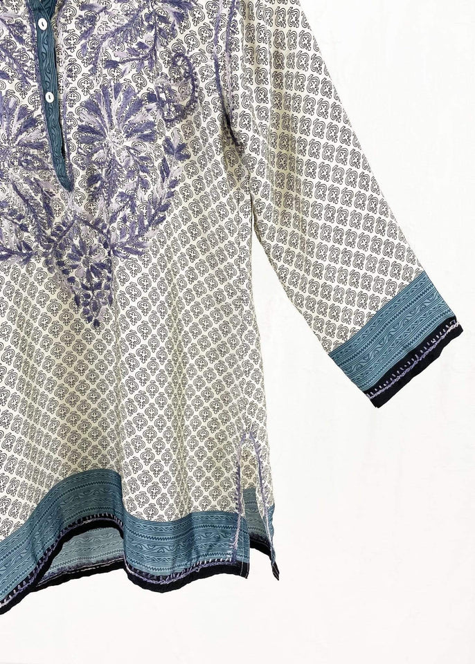 Dolma top Dolma Grey Hand Embroidered Silk Blend Tunic