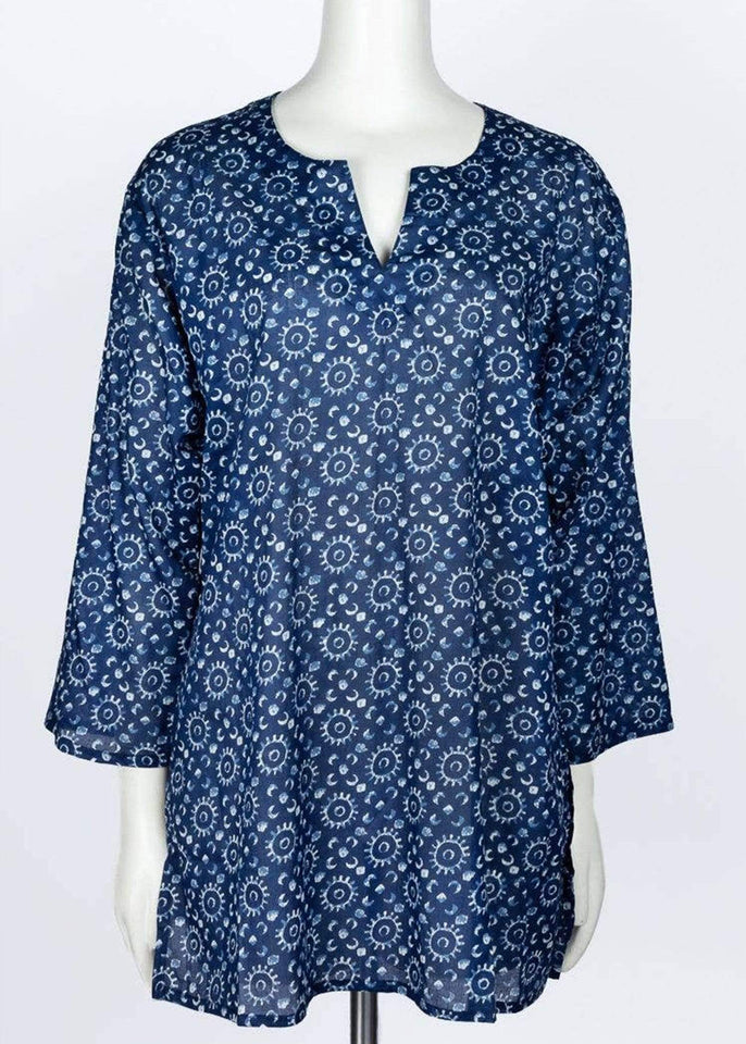 Dolma top Navy Sunburst Printed Tunic