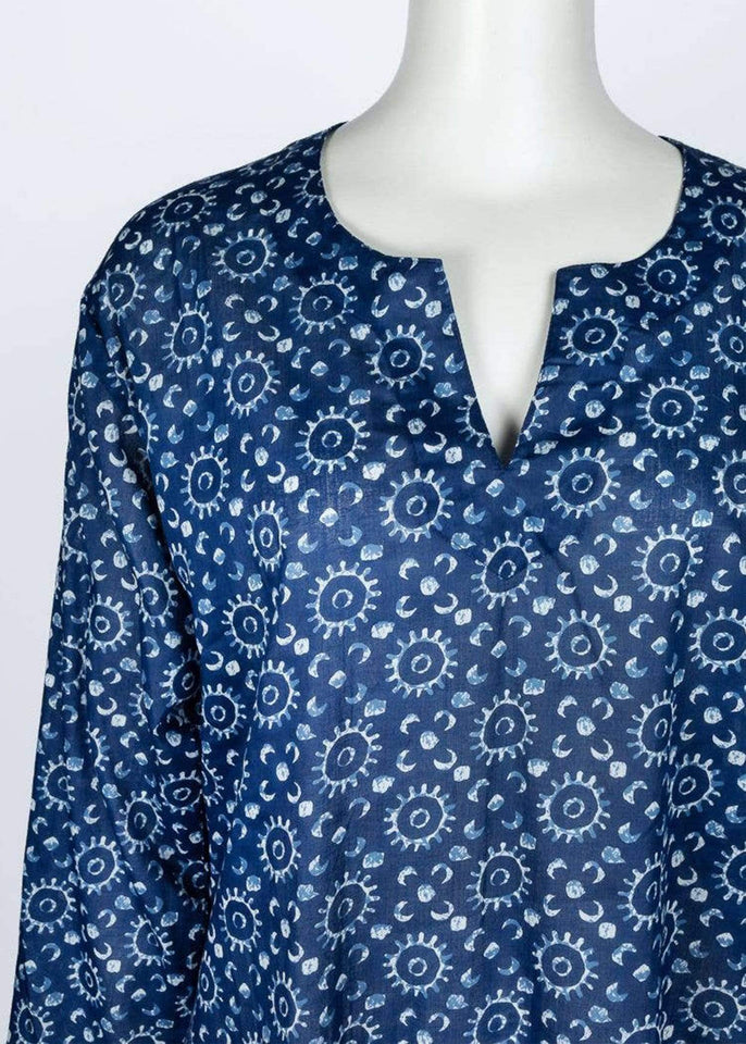 Dolma top Navy Sunburst Printed Tunic