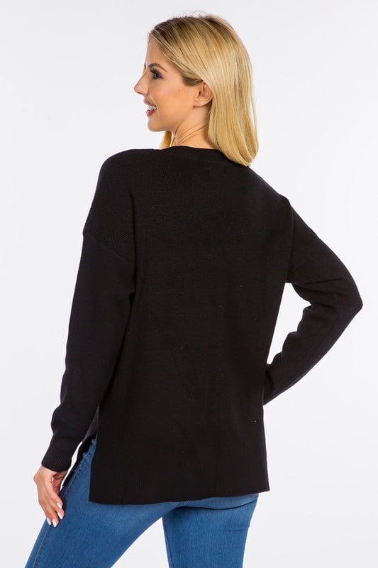 Dreamers top Dreamers Waffle Knit V-Neck Sweater