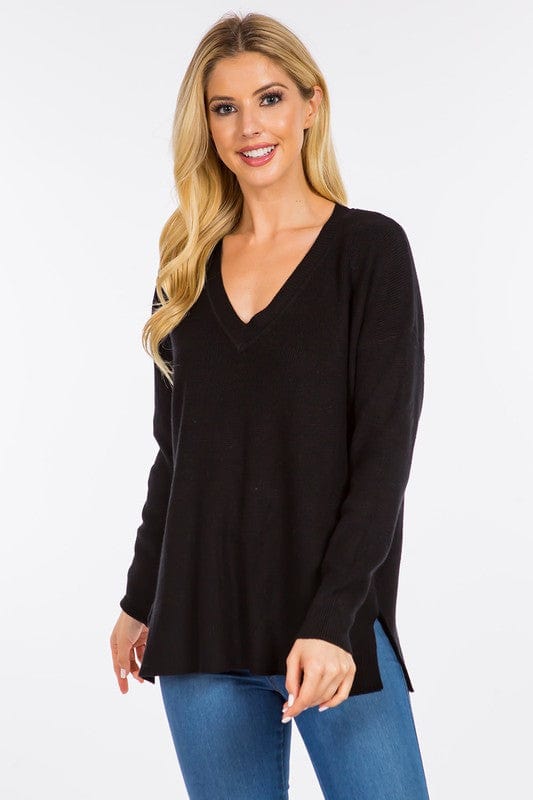 Dreamers top Dreamers Waffle Knit V-Neck Sweater