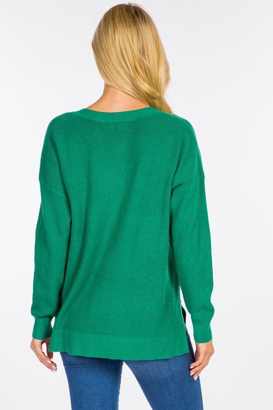 Dreamers top Dreamers Waffle Knit V-Neck Sweater