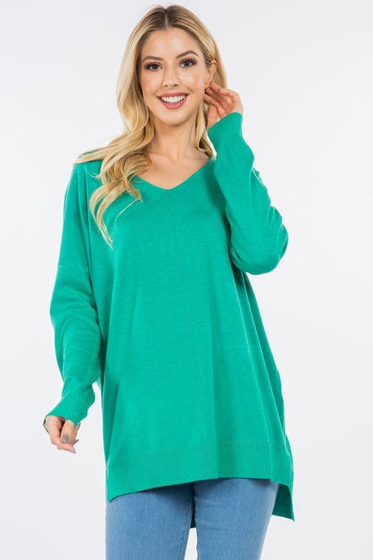 Dreamers top Emerald / Medium/Large Dreamers Basic V-Neck Sweater - Lots of Colors!