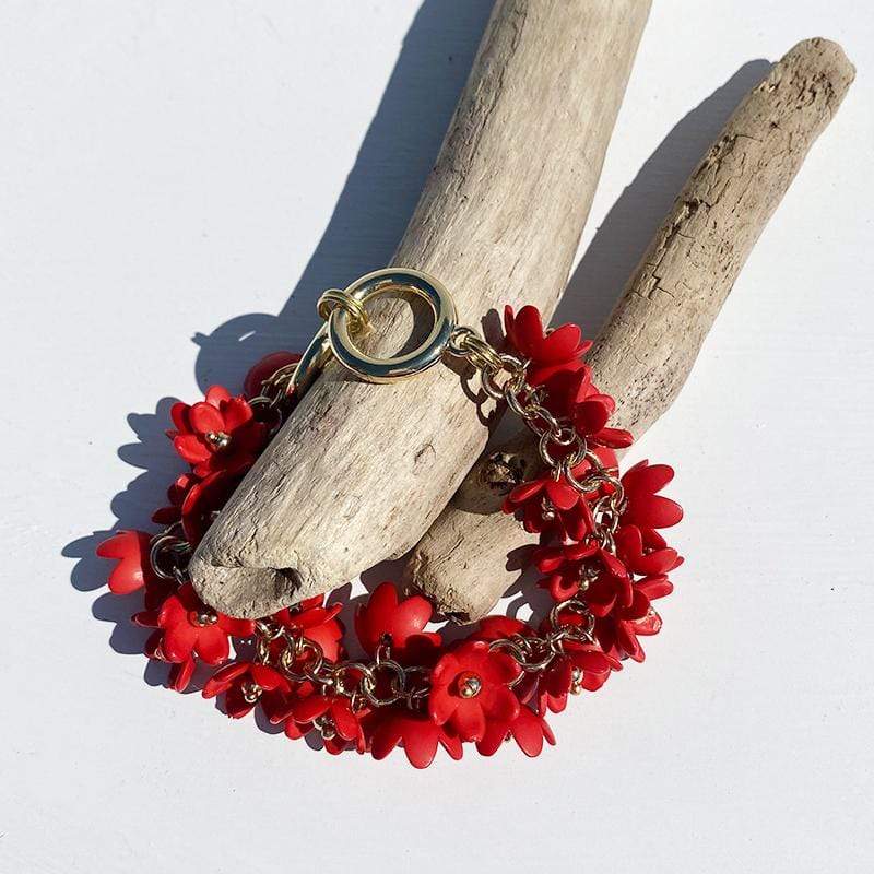 Haystacks Bracelet Red Dainty Flower Petal Charm Bracelet