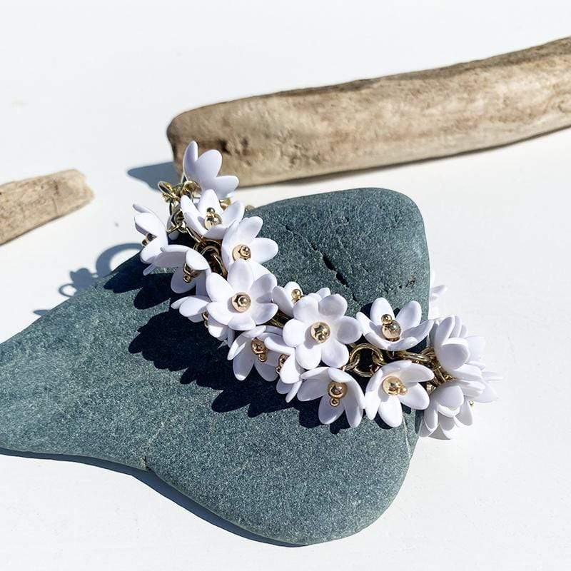 Haystacks Bracelet White Dainty Flower Petal Charm Bracelet