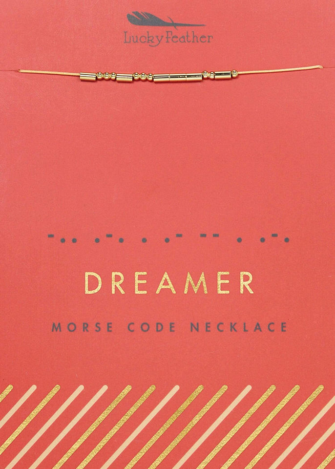 Haystacks Dreamer Morse Code Message Necklace