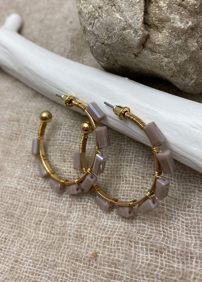 Haystacks Earring Gold Wire Wrapped Hoop Earring