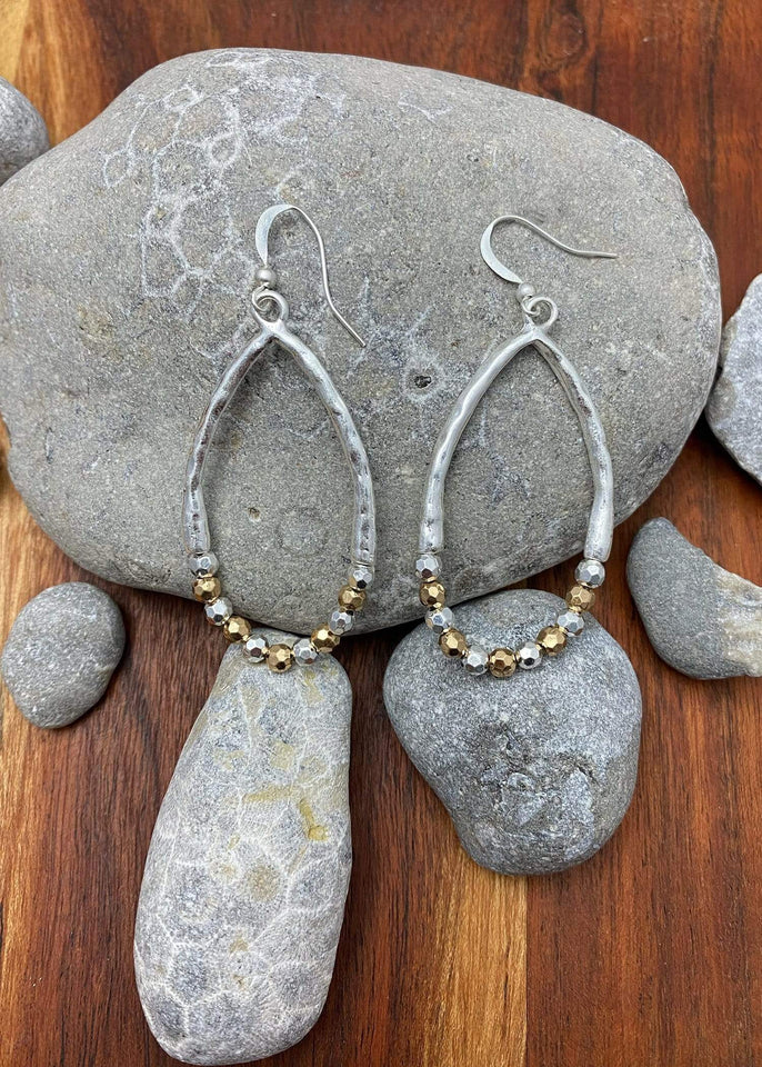 Haystacks Earring Silver/Gold Wishing Stone Hoop Earring