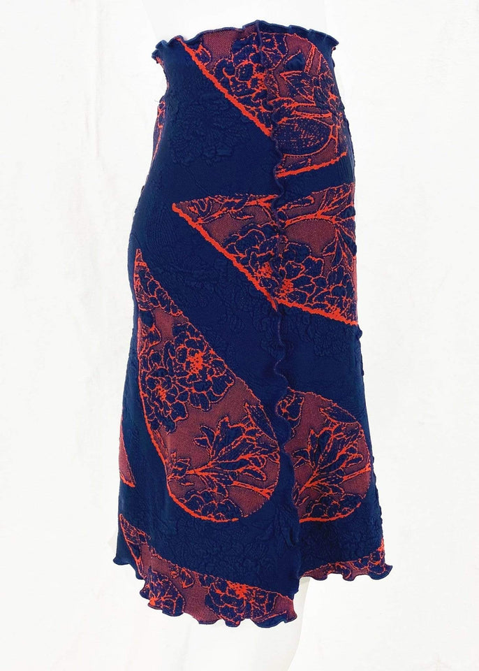 Haystacks Jacquard Knit Bias Marinho Novo Textured Two Tone Bias Skirt