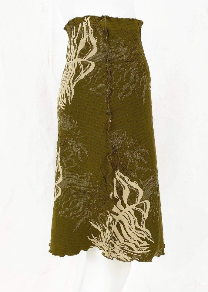 Haystacks Jacquard Knit Bias Military Folhagem Jacquard Knit Bias Skirt