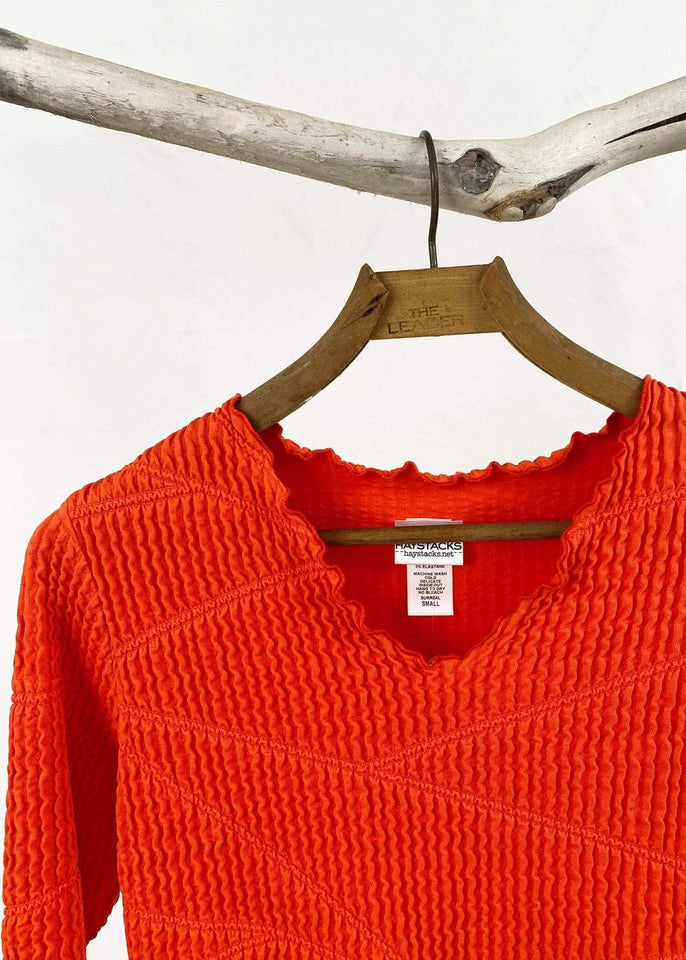 Haystacks Mandarin Red Miura Surreal Textured Top