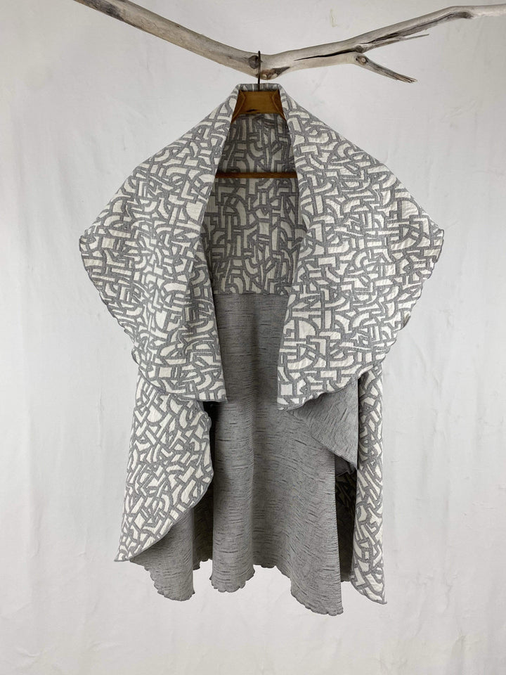 Haystacks shawl Grey and Ivory Quilted Waffle Shawl Vest