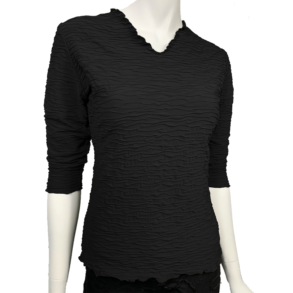 Haystacks top Black Crinkle Surreal Textured Top