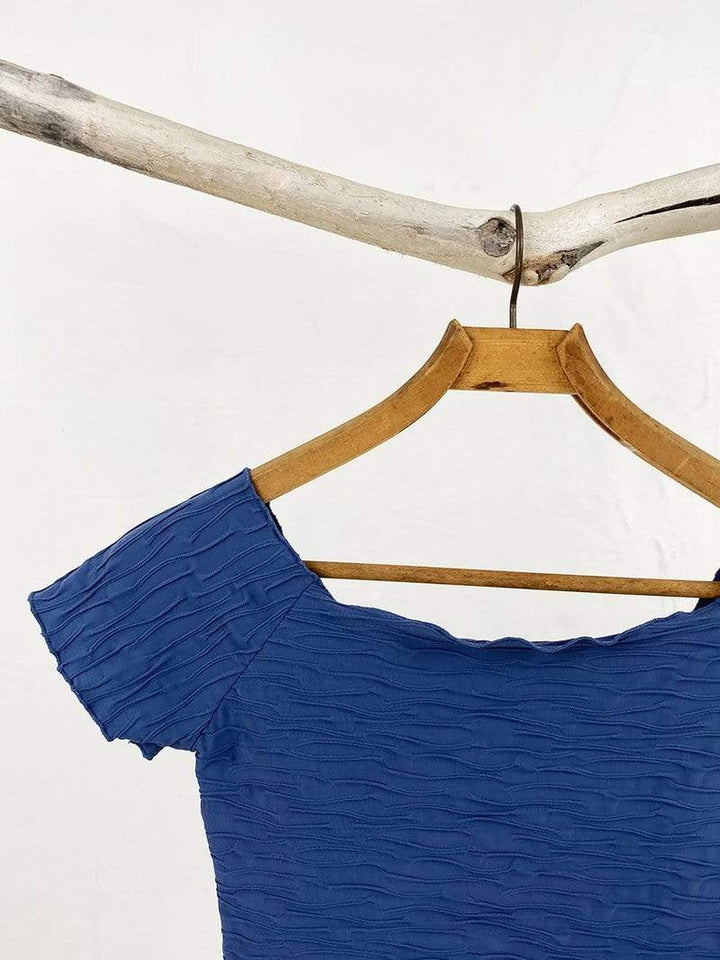 Haystacks top Haystacks Blue Indigo Crinkle Brazilian Textured Ballet Top