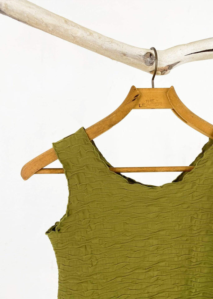 Haystacks top Martini Olive Crinkle Textured Charming Tank Top