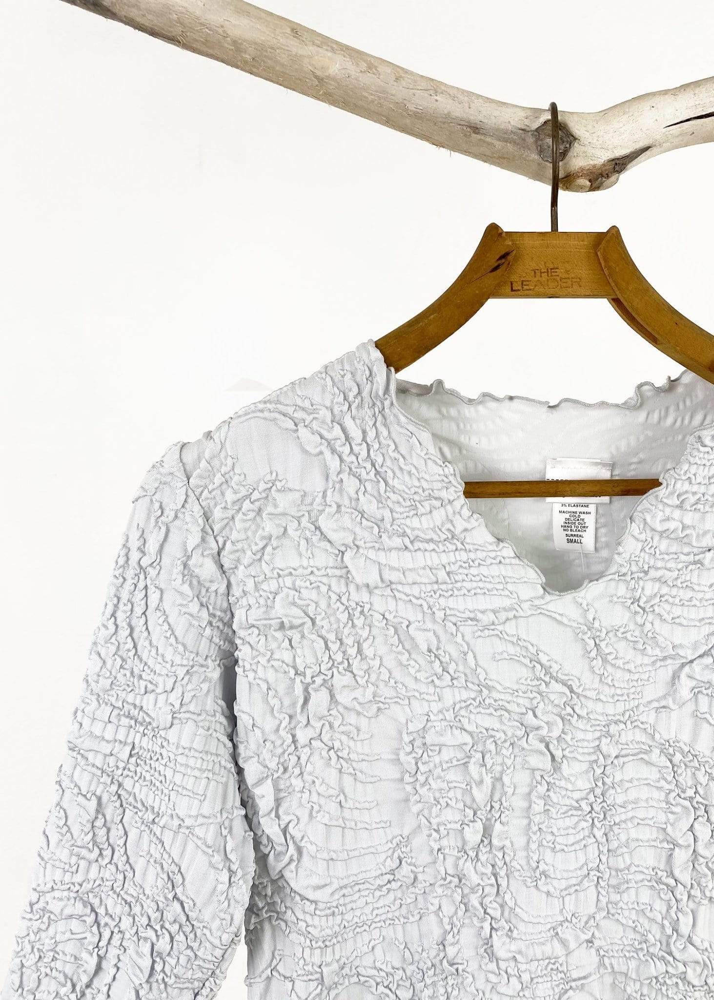 Haystacks top Silver Promp Surreal Textured Top