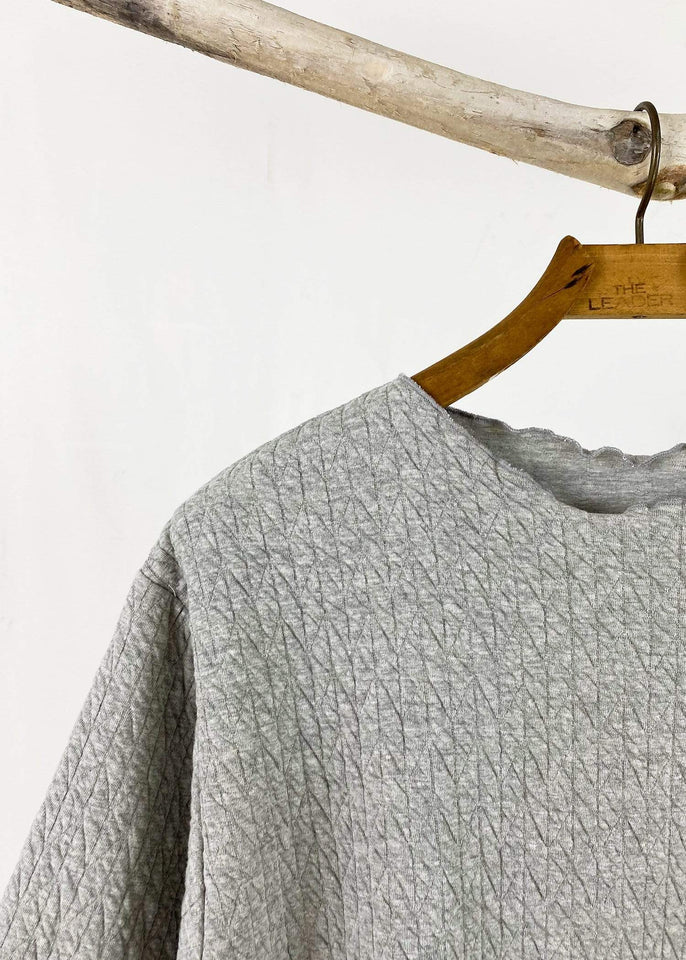 haystacks top Solid Grey Quilted Waffle Taylor Sweater