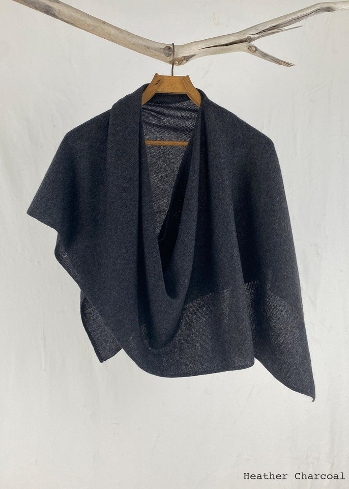 In 2 Poncho Heather Charcoal Cashmere Poncho