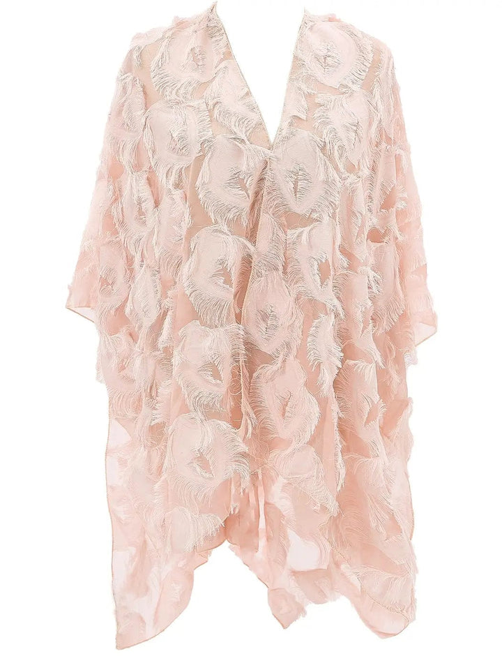 JC Sunny shawl Pink Feathery Eyelash Kimono