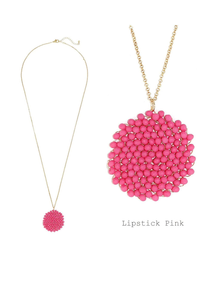 Jewelry necklace Lipstick Pink Beaded Pendant Necklace