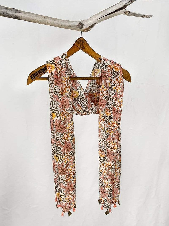 Look by M Scarf Damask Floral Tassel Scarf