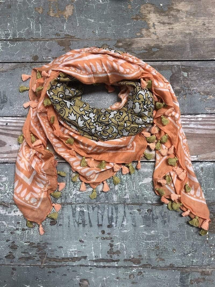 Look by M Scarf Damask Square Tassel Scarf