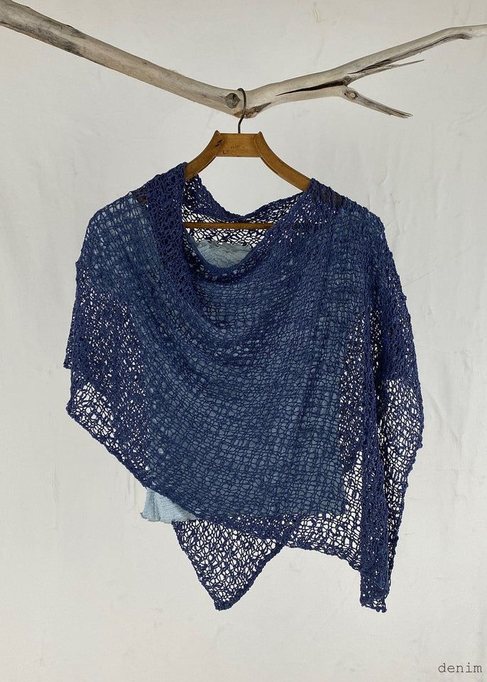 Lost River Poncho Denim Popcorn Knit Poncho  - More Colors!