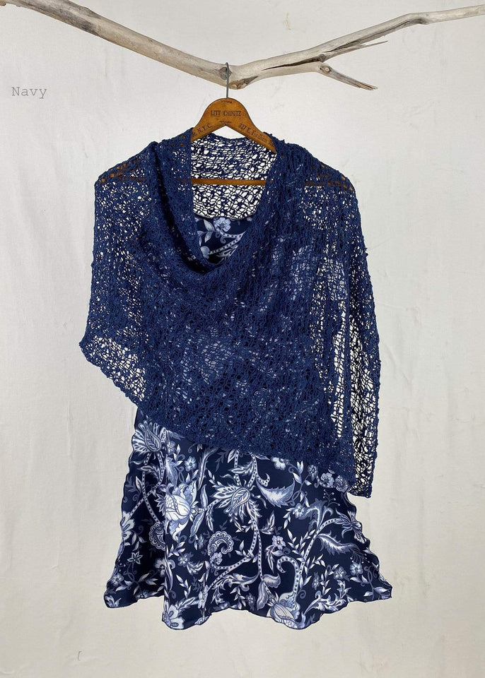 Lost River Poncho Navy Popcorn Knit Poncho  - More Colors!