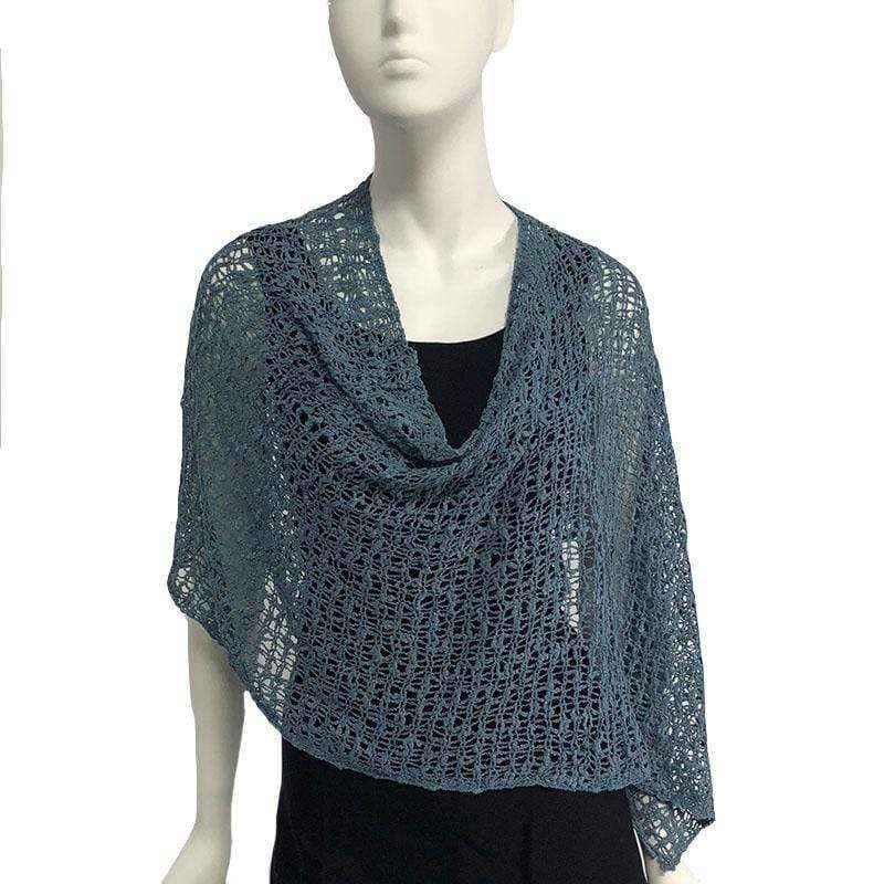 Lost River Poncho Steel Blue Popcorn Knit Poncho  - More Colors!